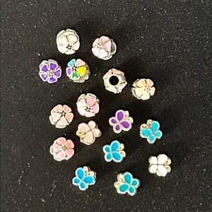 16 Colorful Large Hole Butterfly Flowers Charm Beads